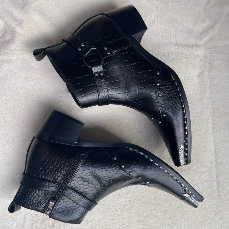 メンズ アンクルブーツ パンク 本革 モーターサイクルブーツ プラスサイズ