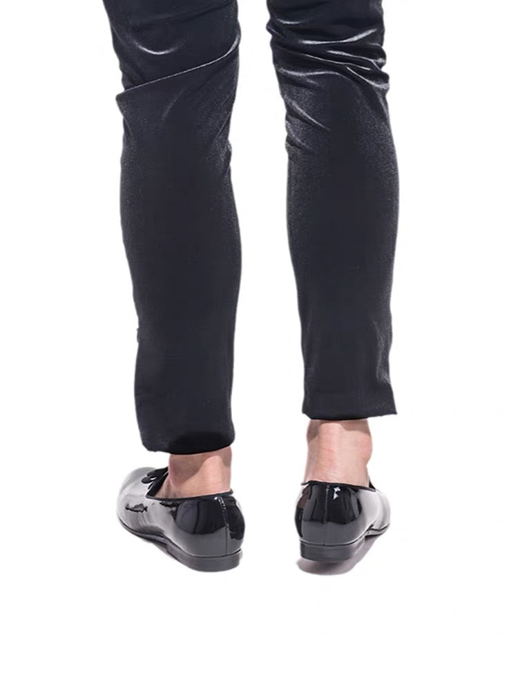 Men's Black Patent Leather Bow-Tie Loafers