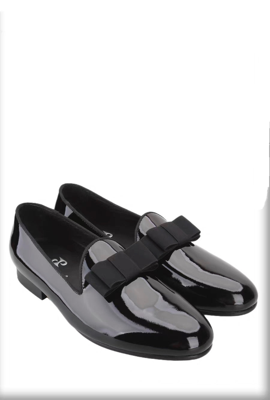 Men's Black Patent Leather Bow-Tie Loafers