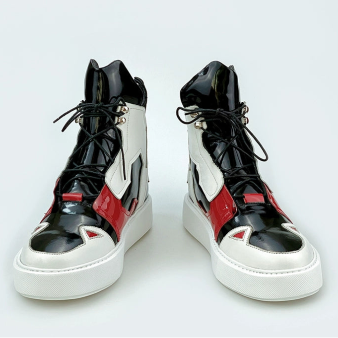 Sports boots cowhide lace-up trendy men's British leather boots ultra-light bottom wave shoes color matching short boots