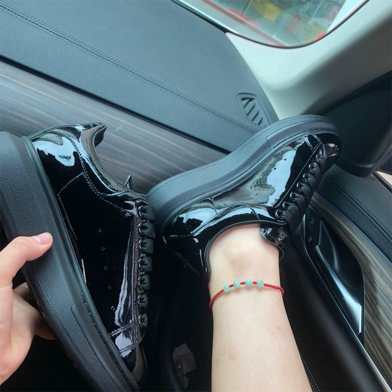 Unisex Patent Leather Platform Sneakers – Mint Green&More Colors