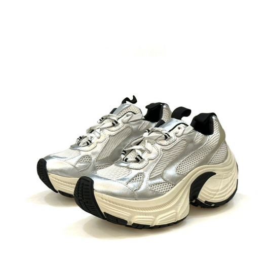 Dad shoes silver and white heightened cowhide original 8CM sports shoes trendy casual shoes