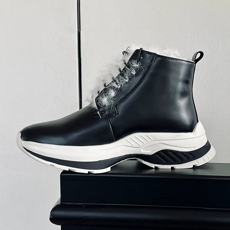 Winter cotton boots lamb wool inner wool boots fashion heightening thick-soled warm snow boots