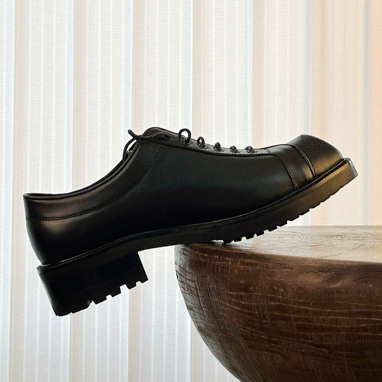 Special-shaped head leather shoes short face square head leather shoes cowhide casual height-increasing thick-soled men's shoes