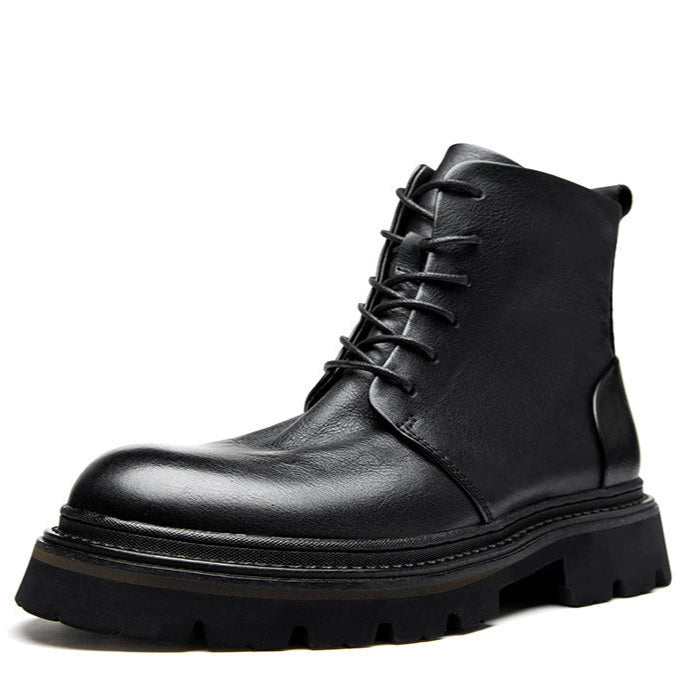 Martin boots men's leather heightening handmade zipper retro wind turbine boots men's short boots cowhide