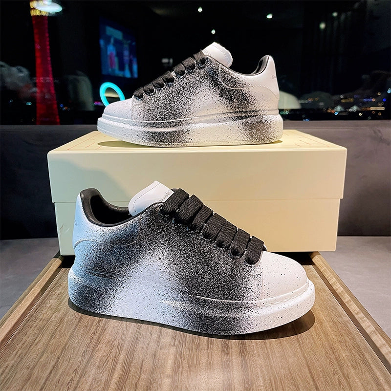 Unisex Graffiti Platform Sneakers – White with Red & More Color