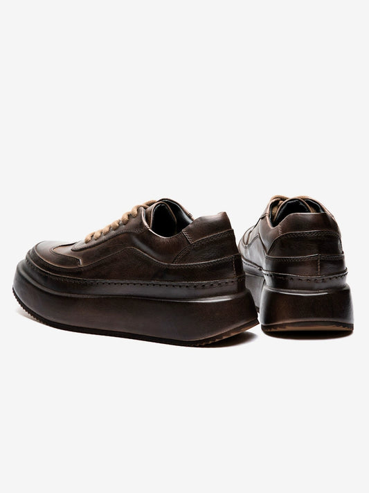 Inner heightening casual leather shoes men's genuine leather lace-up retro dad shoes thick sole first layer cowhide handmade