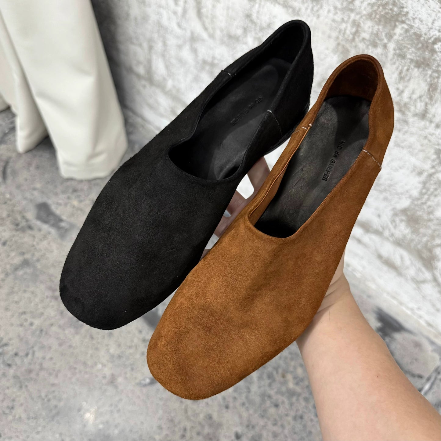 First-layer kangaroo leather suede washed thin bottom easiest for matchcasual old money style retro square toe slip-on loafers