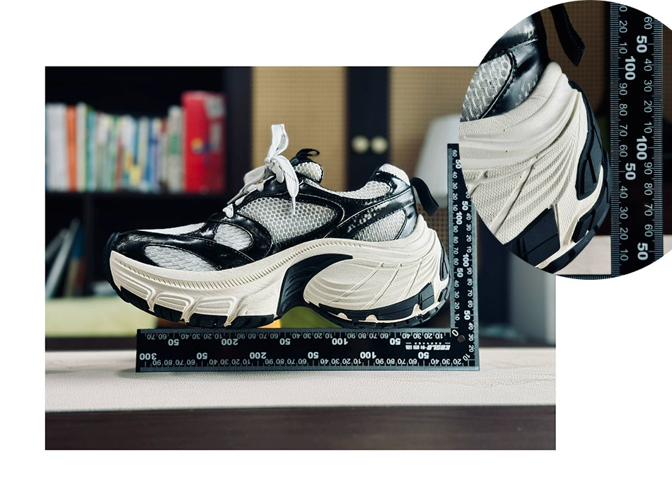 Dad shoes silver and white heightened cowhide original 8CM sports shoes trendy casual shoes