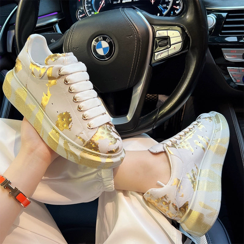 Unisex Graffiti Platform Sneakers – Blue Gold