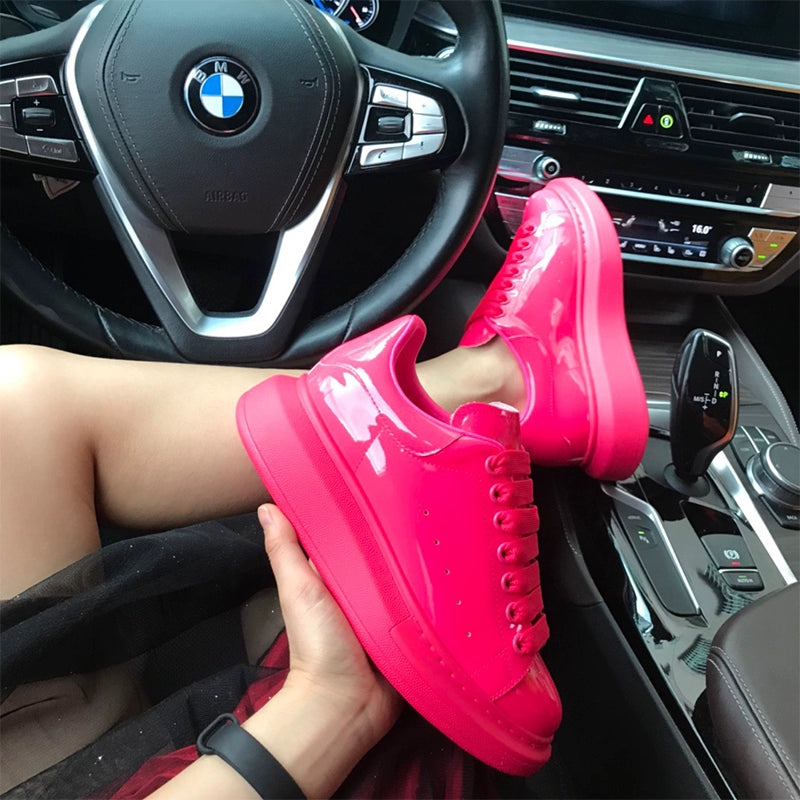 Unisex Patent Leather Platform Sneakers – Mint Green&More Colors