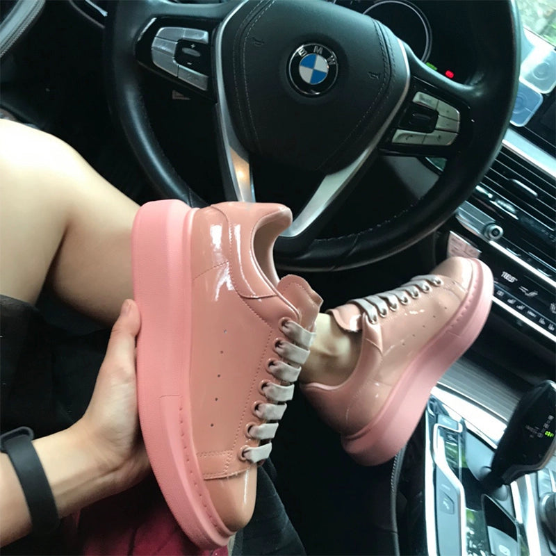 Unisex Patent Leather Platform Sneakers – Mint Green&More Colors