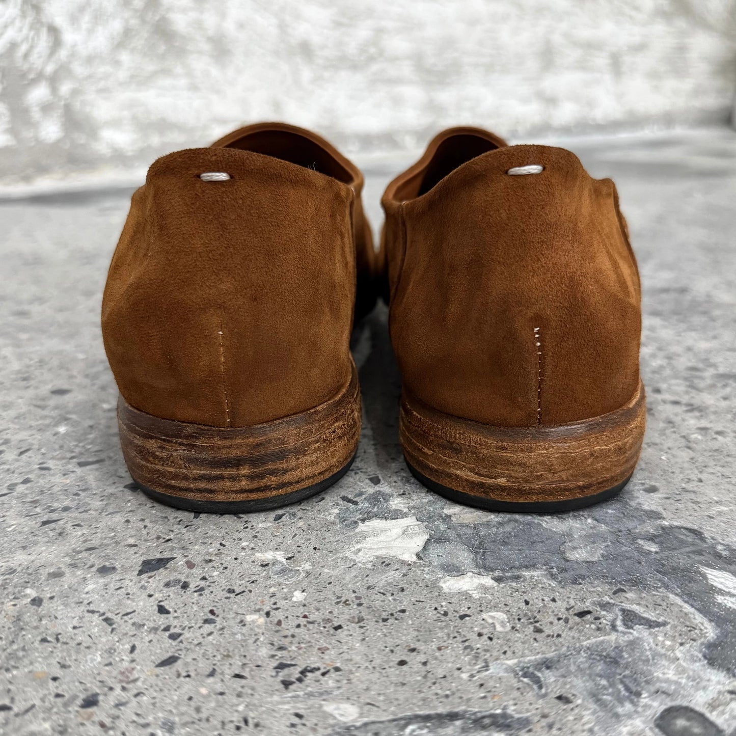 First-layer kangaroo leather suede washed thin bottom easiest for matchcasual old money style retro square toe slip-on loafers