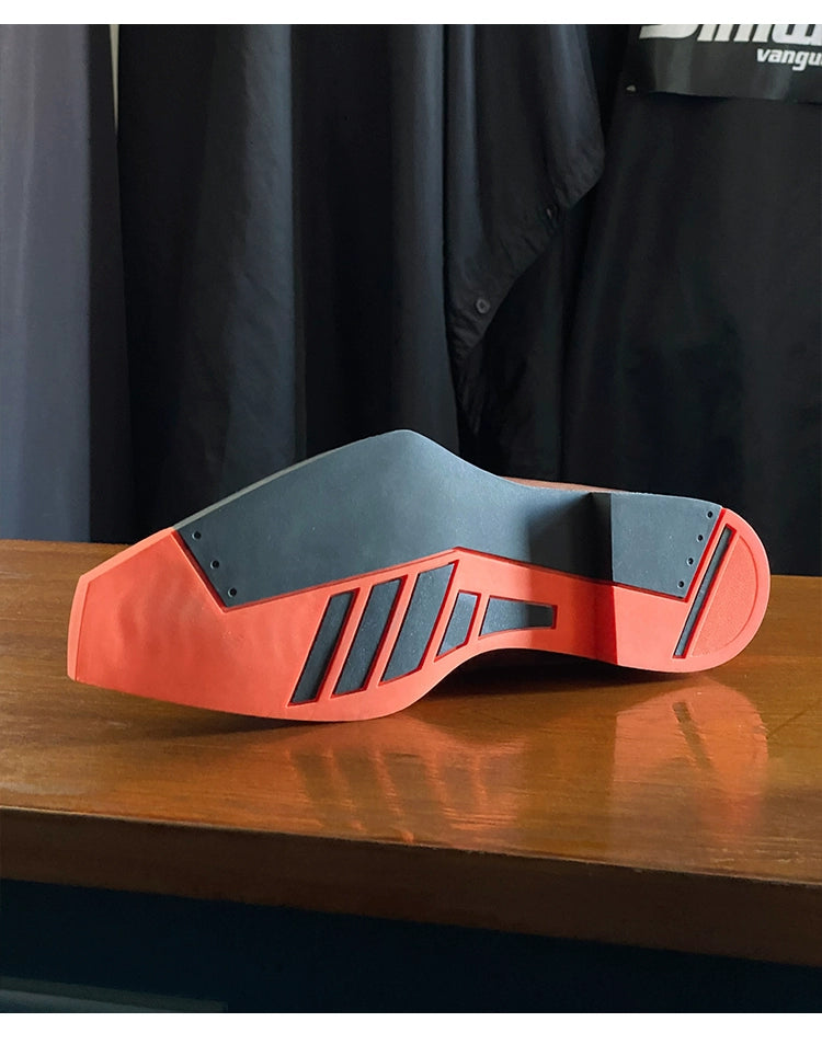 Special-shaped sole men's boots polished cowhide short tube square head lace-up high-top brown leather boots