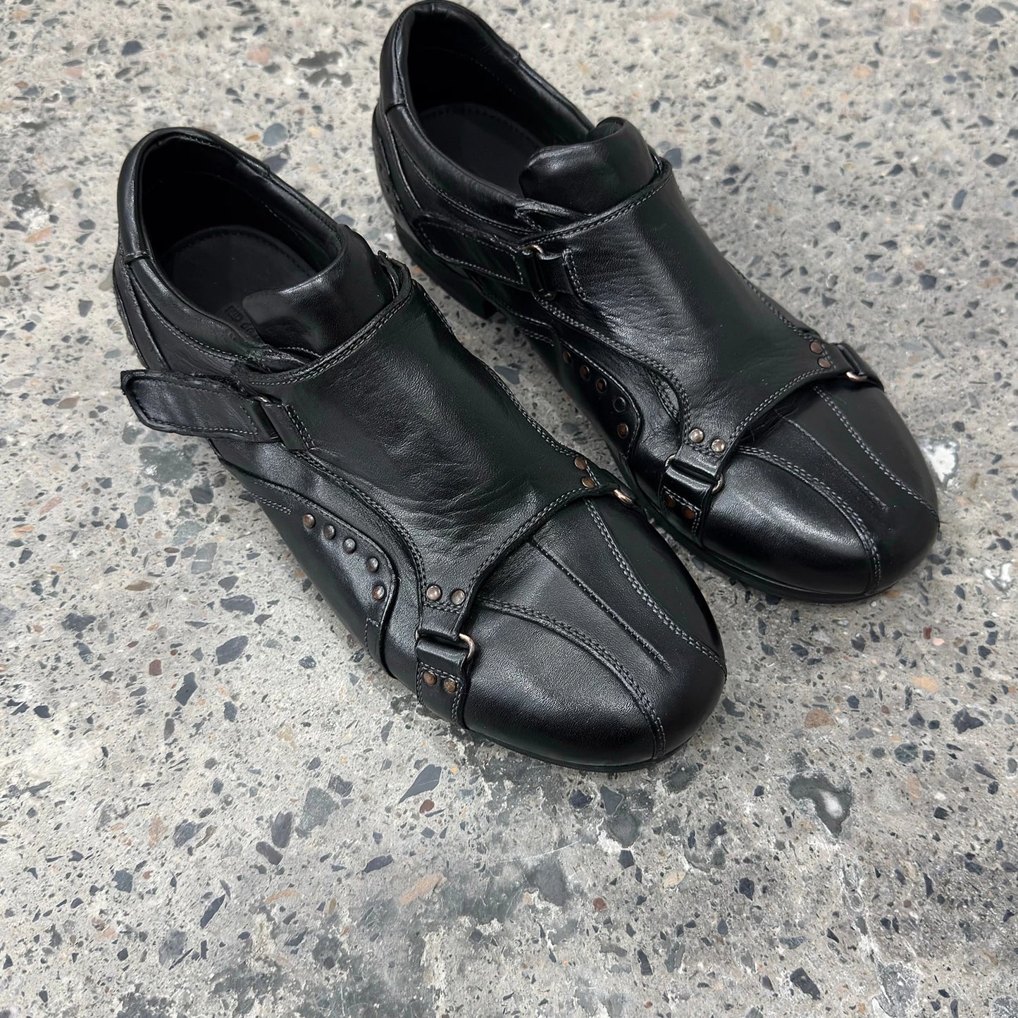 horse leather washed rivet locomotive Velcro retro old German training shoes