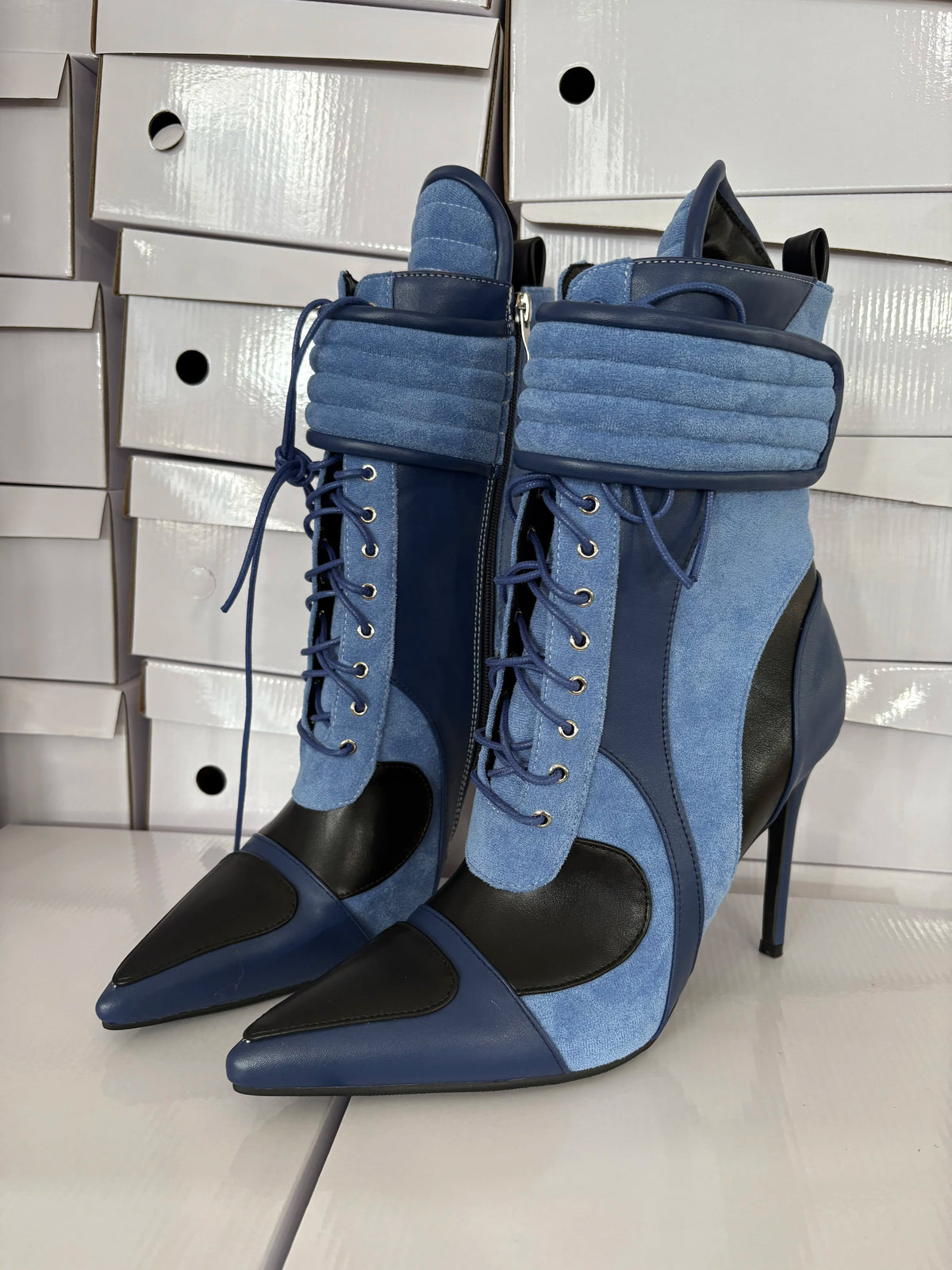 lace-up short boots stiletto high-heeled fashion sports wind locomotive niche