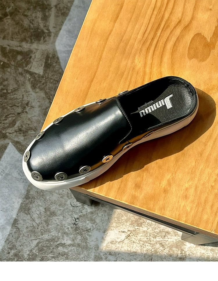 spring and summer new product Baotou drag button casual Muller shoes fashion semi-drag lazy shoes men