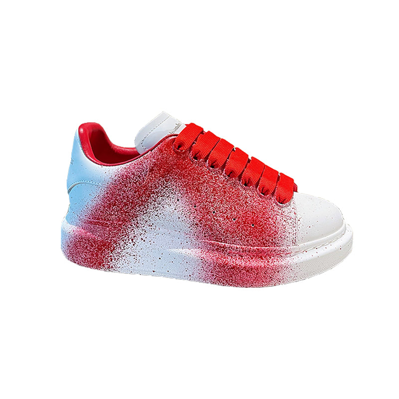 Unisex Graffiti Platform Sneakers – White with Red & More Color