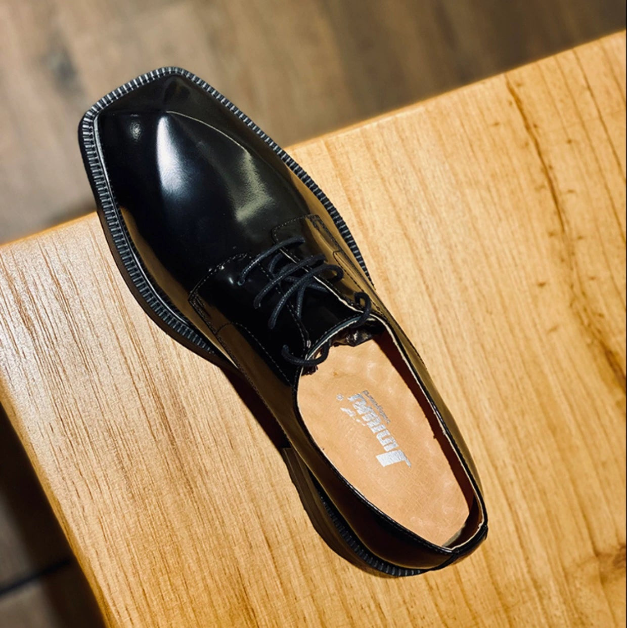 Special-shaped leather shoes personalized bottom first layer cowhide lace-up men's shoes black platform derby shoes