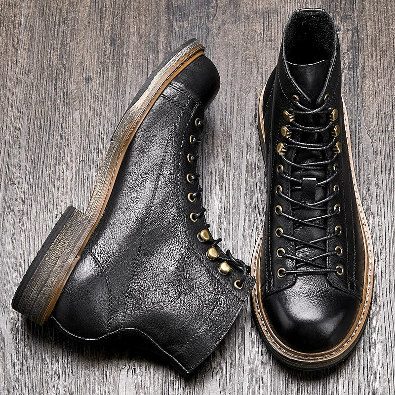 First layer cowhide Martin boots casual British retro tooling velvet men's high-top leather locomotive boots American leather boots