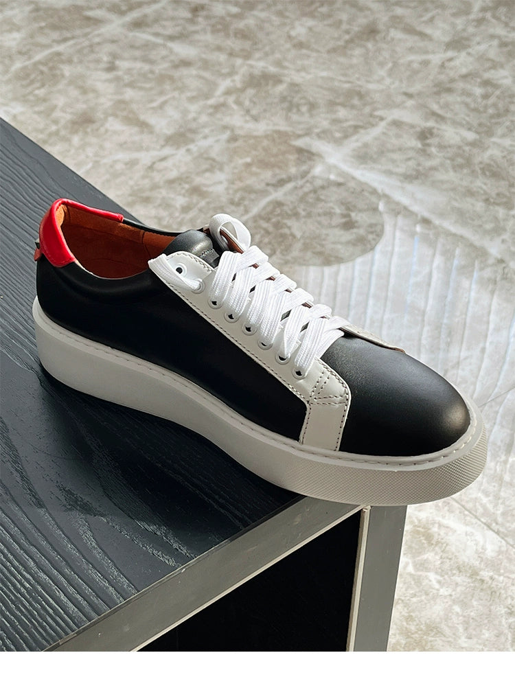 Yellow casual shoes platform fashion red white black cowhide trend board shoes street men's shoes