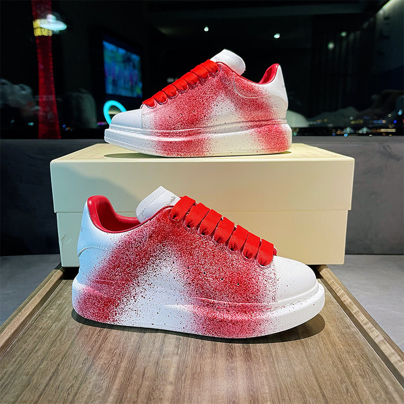 Unisex Graffiti Platform Sneakers – White with Red & More Color