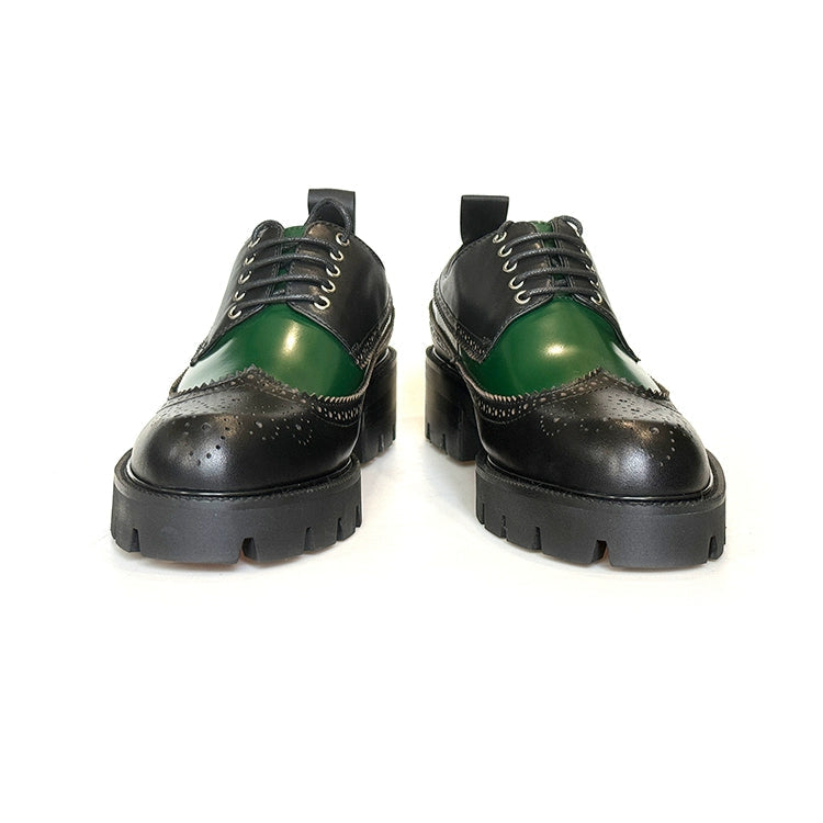 Brock platform leather shoes men's casual carved first layer cowhide heightening men's shoes