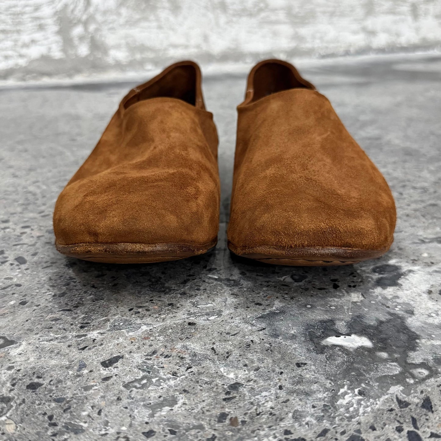 First-layer kangaroo leather suede washed thin bottom easiest for matchcasual old money style retro square toe slip-on loafers