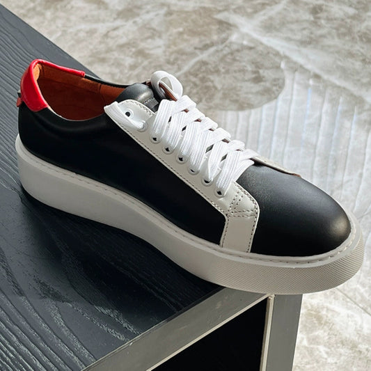 Yellow casual shoes platform fashion red white black cowhide trend board shoes street men's shoes