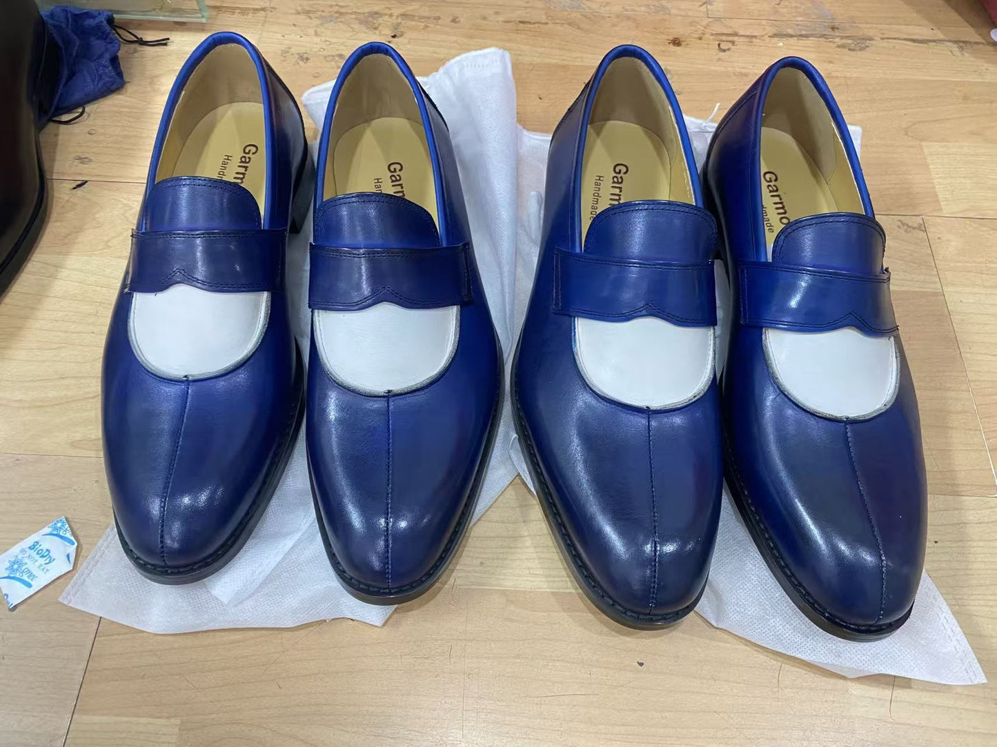 Casual round head loafers color matching feet men's single shoes