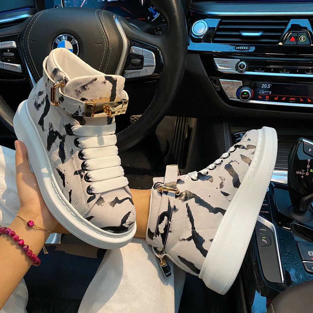 Unisex Camo High Top Sneakers – Blue Gold