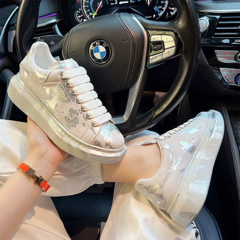 Unisex Graffiti Platform Sneakers – Blue Gold