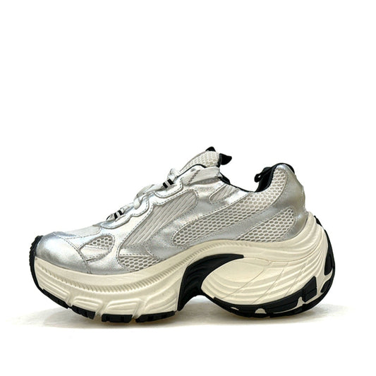 Dad shoes silver and white heightened cowhide original 8CM sports shoes trendy casual shoes