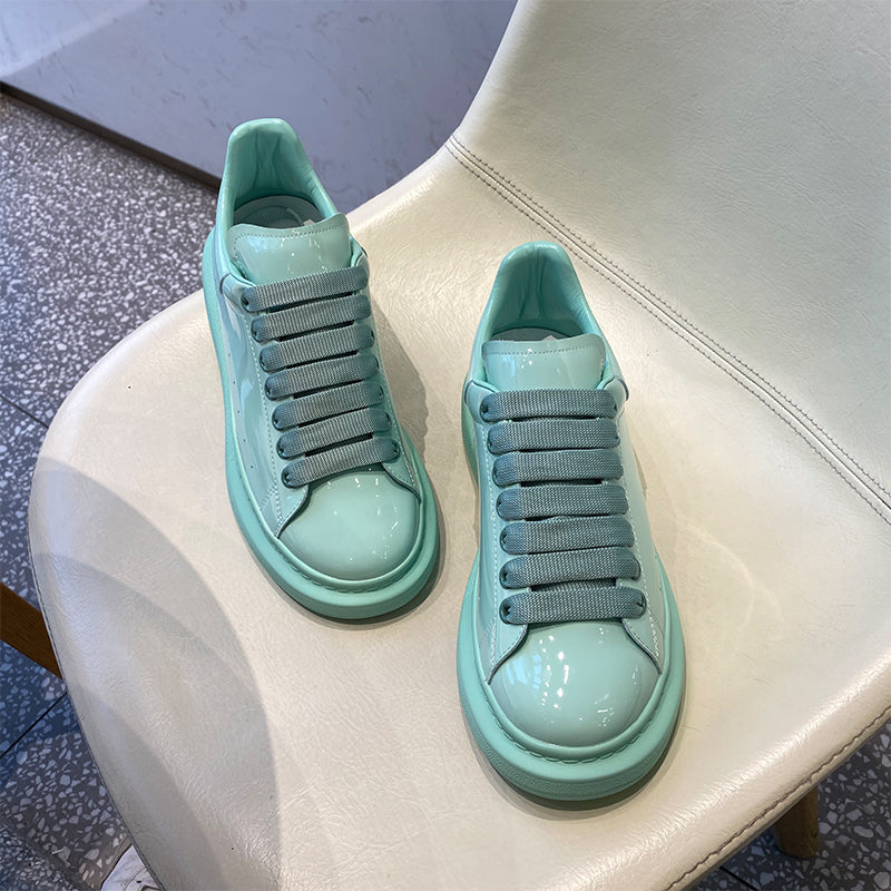 Unisex Patent Leather Platform Sneakers – Mint Green&More Colors