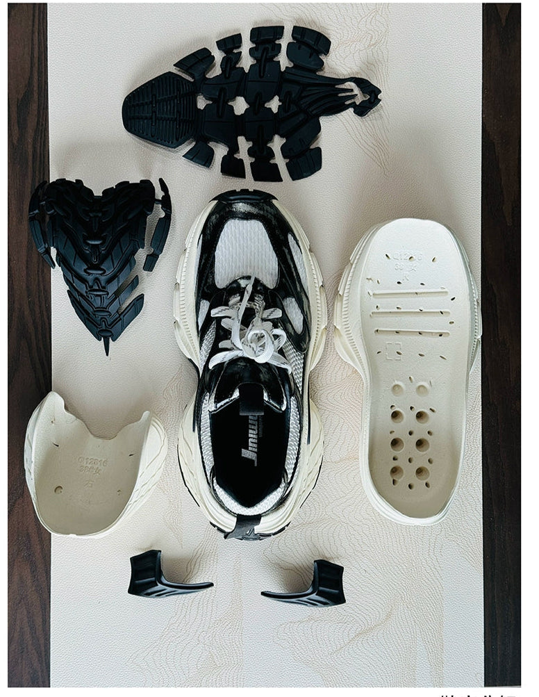 Dad shoes silver and white heightened cowhide original 8CM sports shoes trendy casual shoes