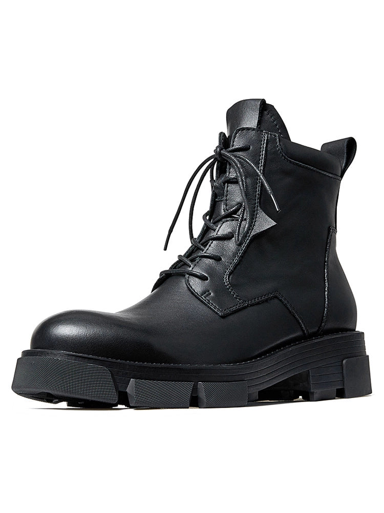 Height-increasing first-layer cowhide thick-soled tooling boots men's zipper retro Martin boots