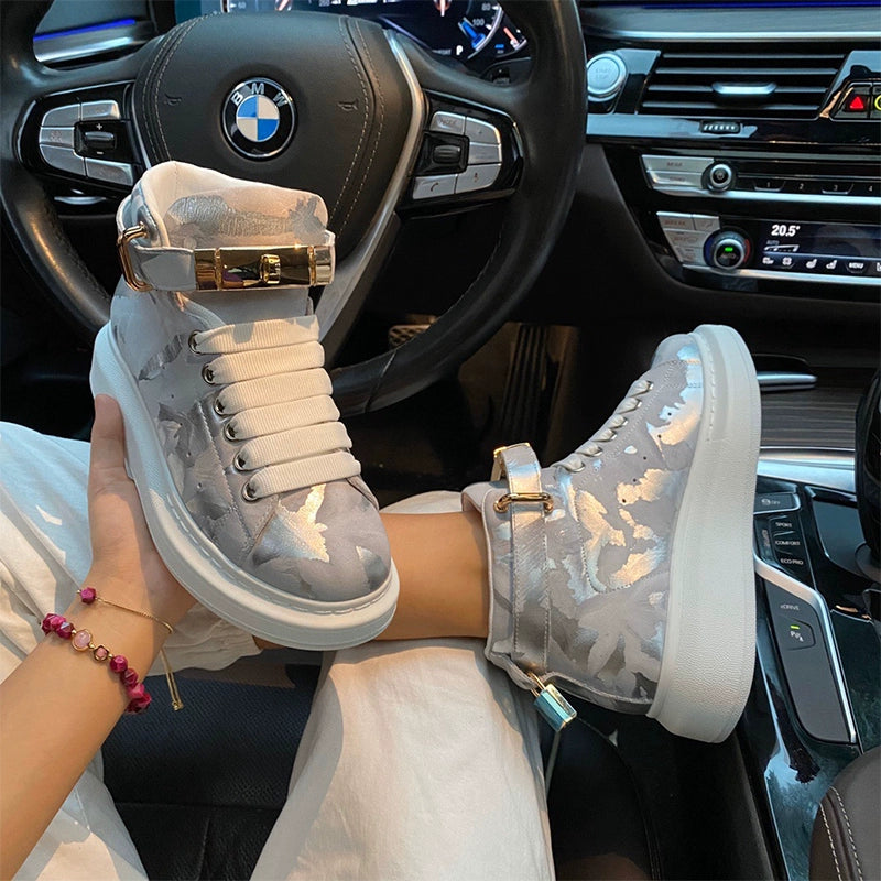 Unisex Camo High Top Sneakers – Blue Gold