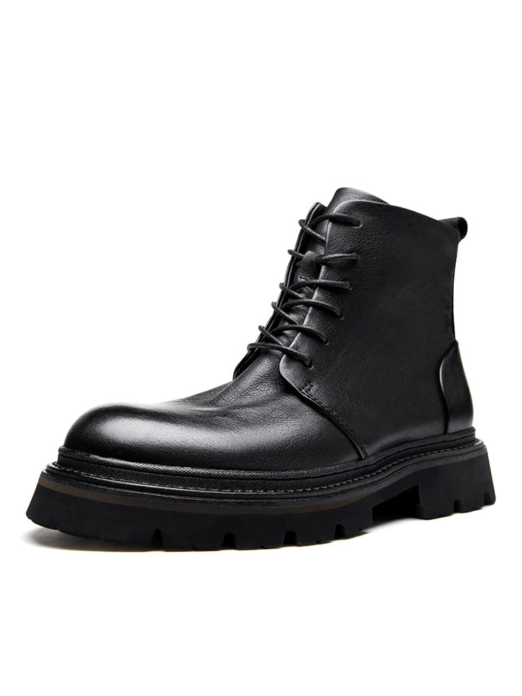 Martin boots men's leather heightening handmade zipper retro wind turbine boots men's short boots cowhide