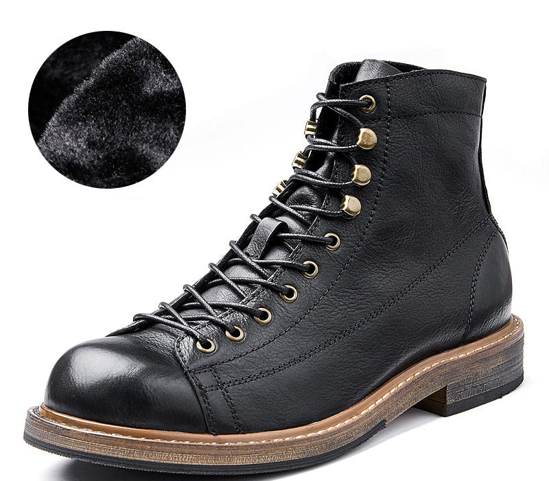 First layer cowhide Martin boots casual British retro tooling velvet men's high-top leather locomotive boots American leather boots