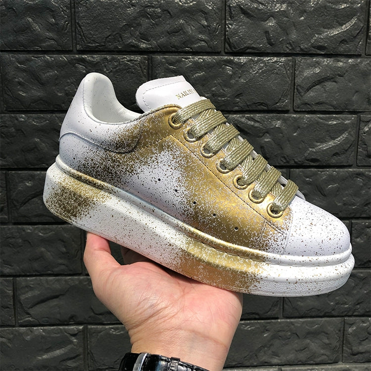 Unisex Graffiti Platform Sneakers – White with Red & More Color