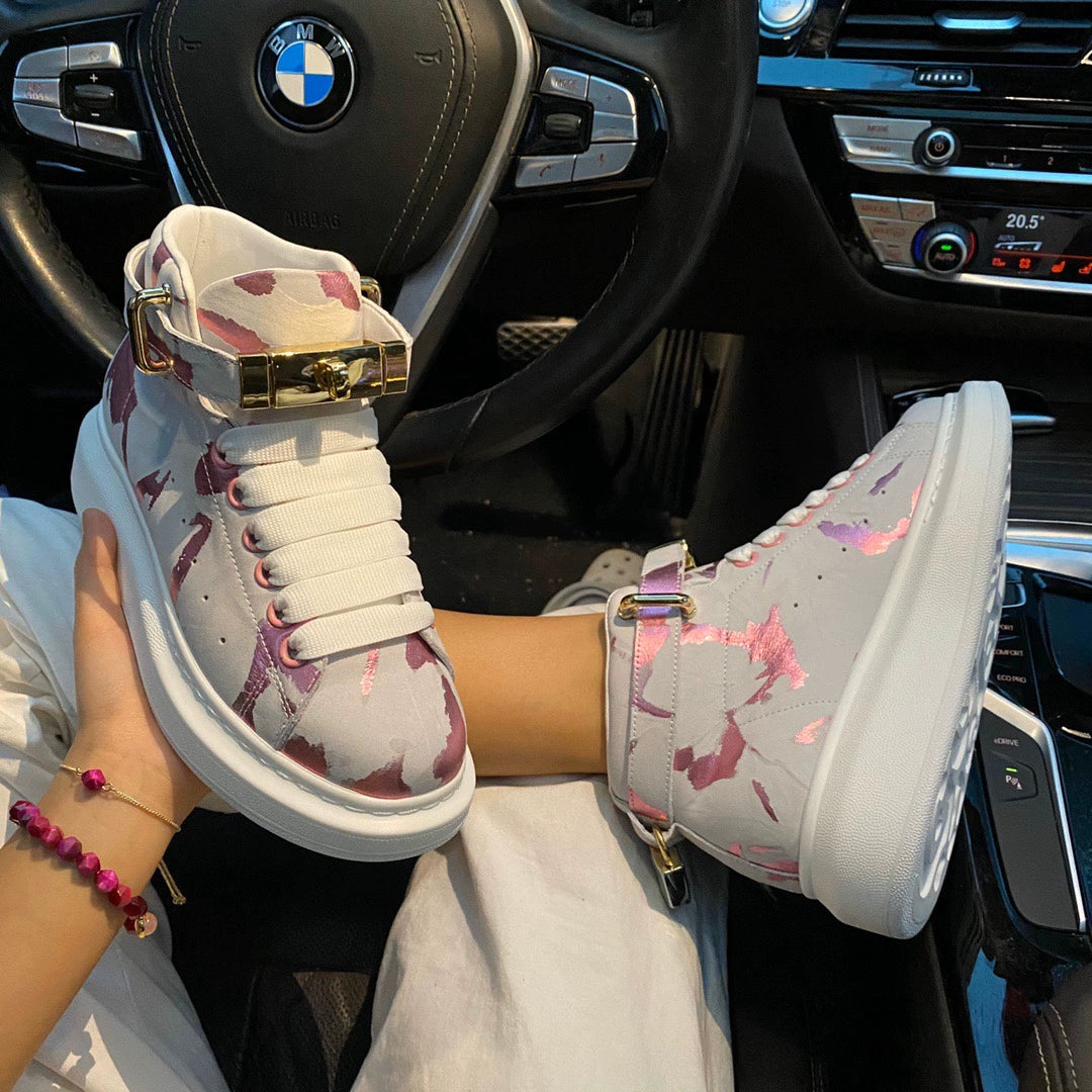 Unisex Camo High Top Sneakers – Blue Gold