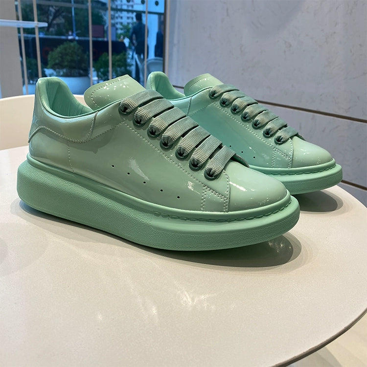 Unisex Patent Leather Platform Sneakers – Mint Green&More Colors
