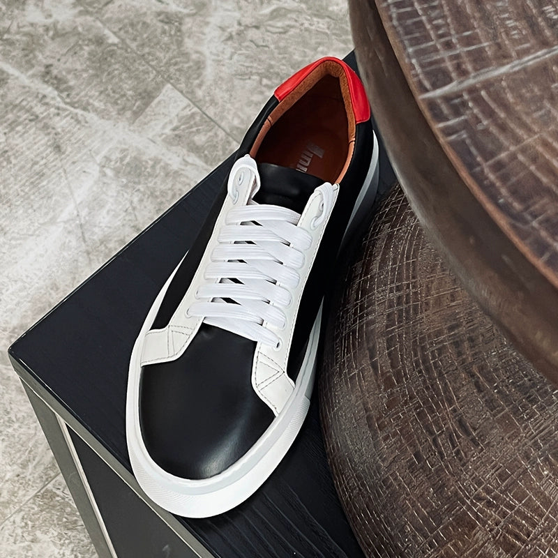 Yellow casual shoes platform fashion red white black cowhide trend board shoes street men's shoes