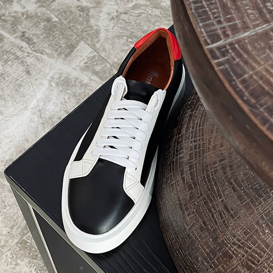 Yellow casual shoes platform fashion red white black cowhide trend board shoes street men's shoes
