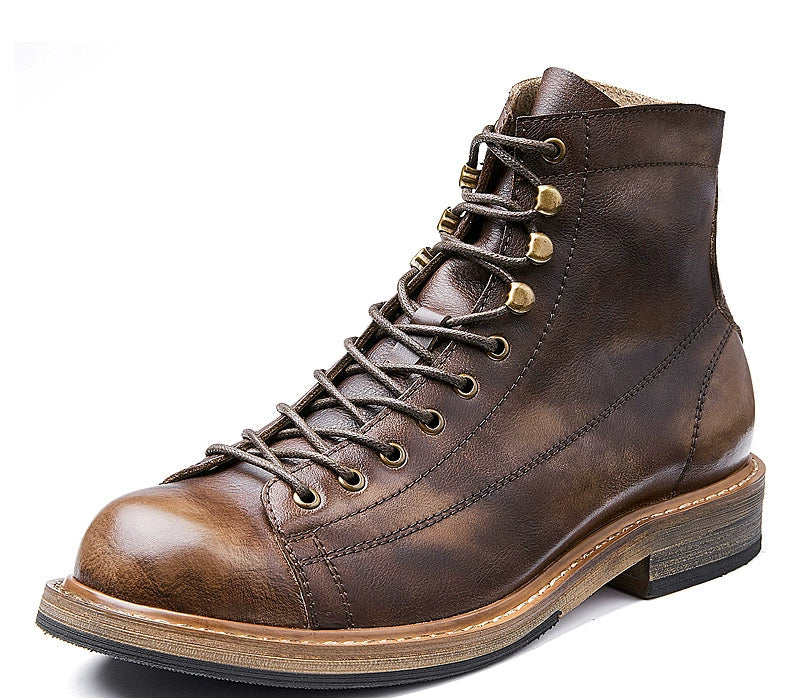 First layer cowhide Martin boots casual British retro tooling velvet men's high-top leather locomotive boots American leather boots