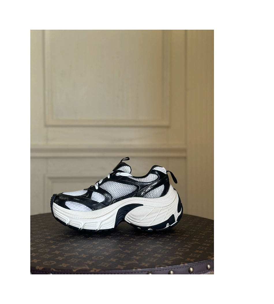 Dad shoes silver and white heightened cowhide original 8CM sports shoes trendy casual shoes