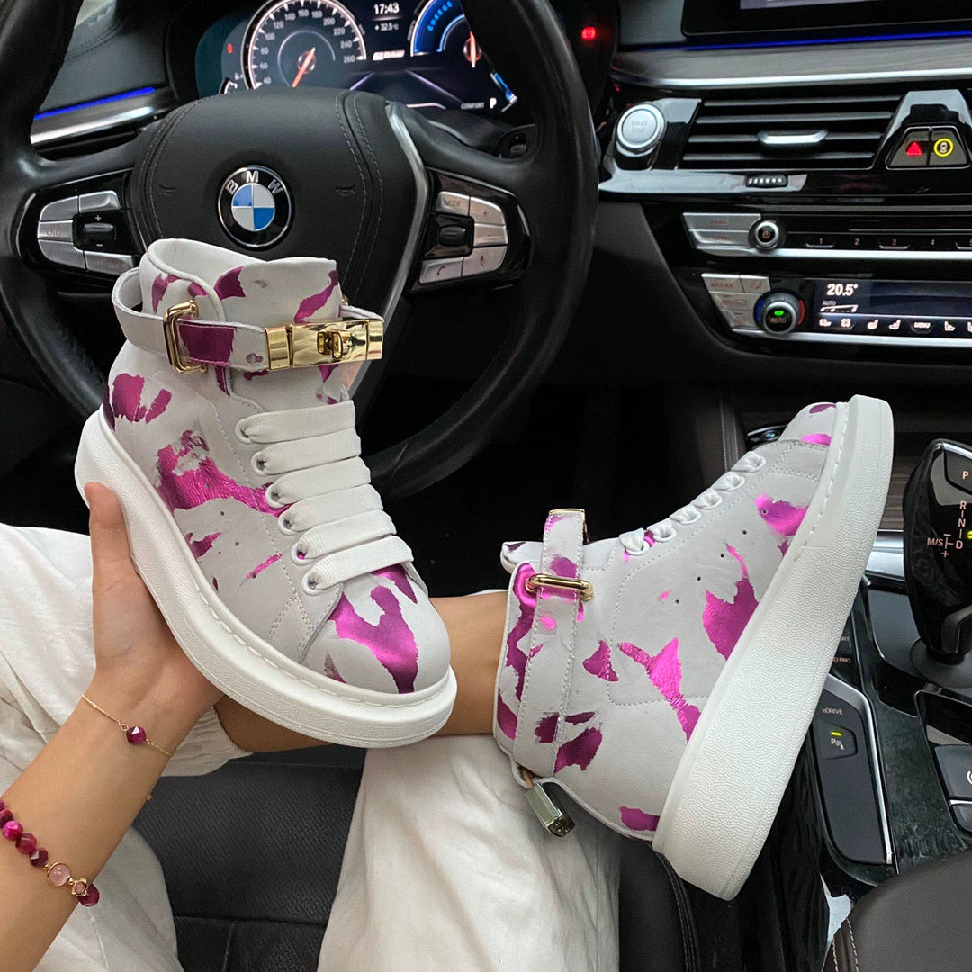 Unisex Camo High Top Sneakers – Blue Gold