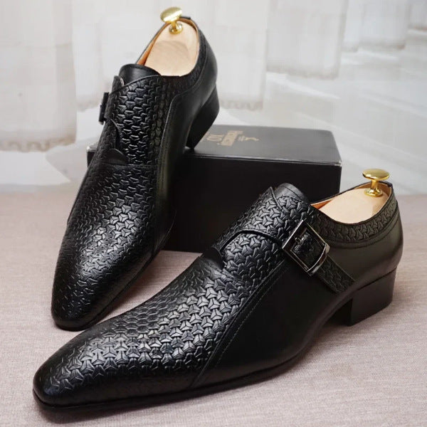 Men's shoes business casual leather shoes cowhide leather pointed shoes trend