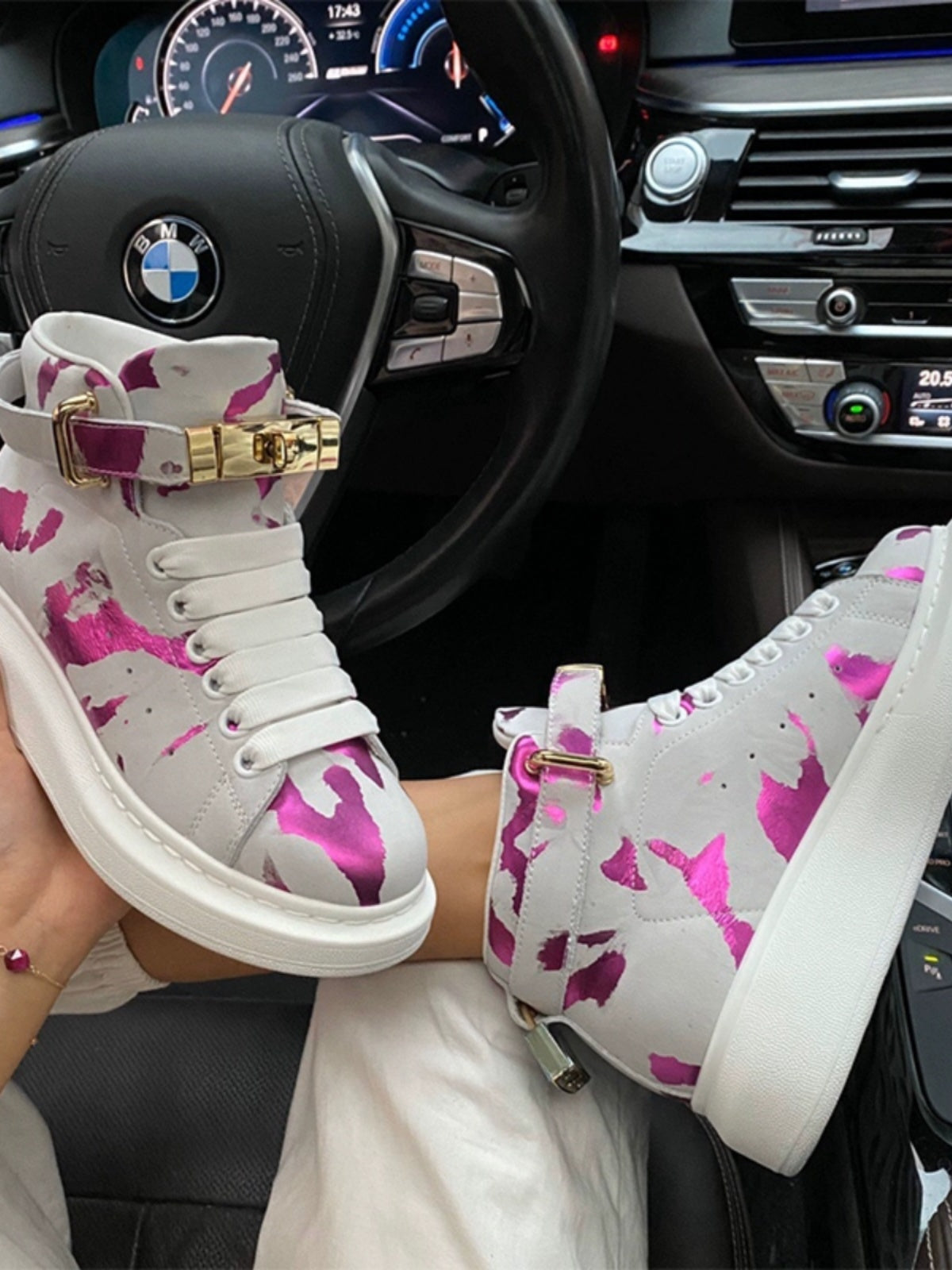 Unisex Camo High Top Sneakers – Blue Gold