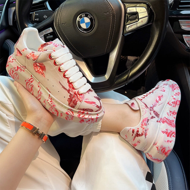 Unisex Graffiti Platform Sneakers – Blue Gold